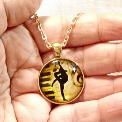 Ballet Dancer Cabochon Rose Gold Necklace