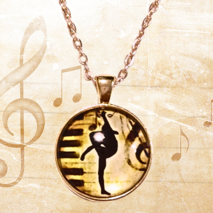 Ballet Dancer Cabochon Rose Gold Necklace