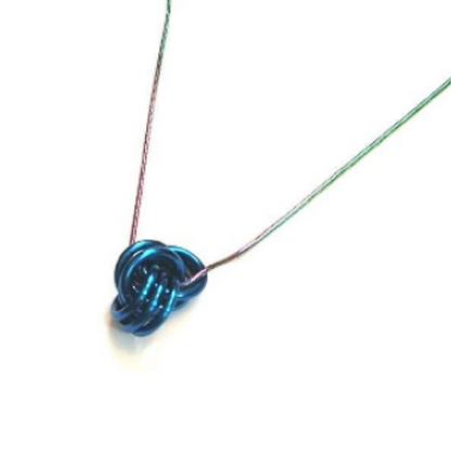 Blue Chrome Knot Necklace