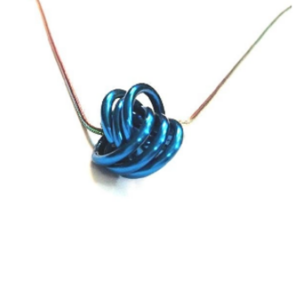 Blue Chrome Knot Necklace