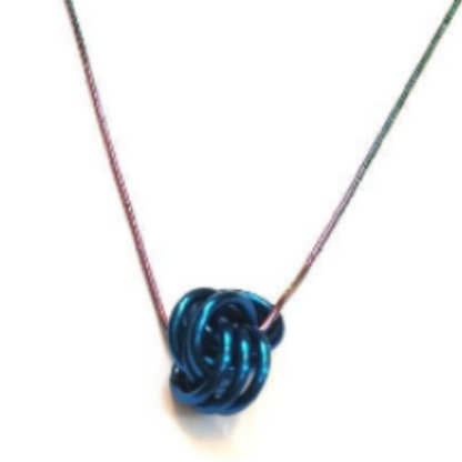 Blue Chrome Knot Necklace