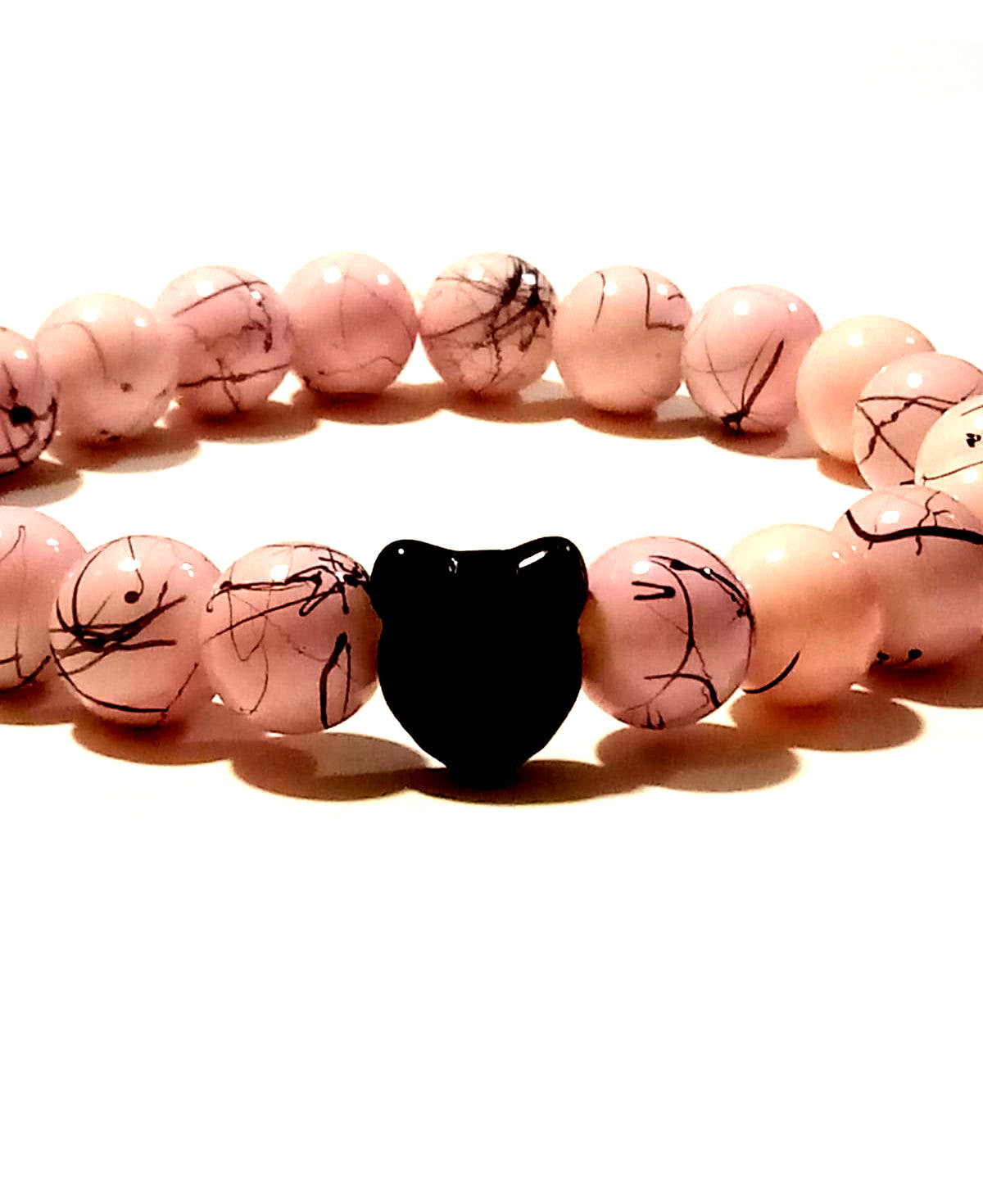 Cat Lovers Pink Graffiti Beaded Bracelet