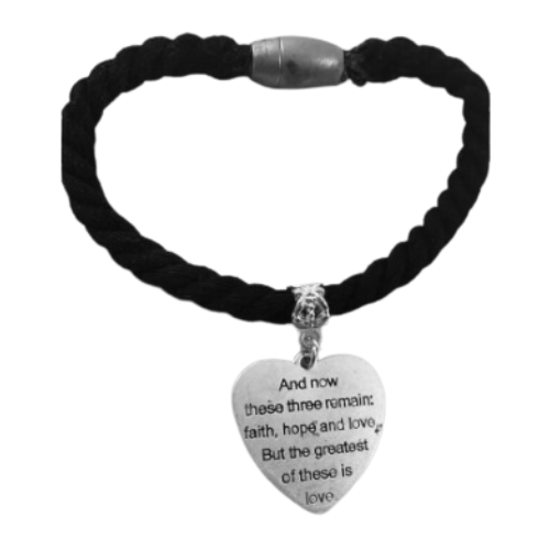 Faith Hope And Love Heart Soft Textile Bracelet