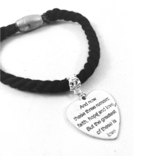 Faith Hope And Love Heart Soft Textile Bracelet