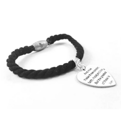 Faith Hope And Love Heart Soft Textile Bracelet