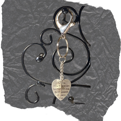 Faith Hope And Love Keychain with Heart and Cross Dangles