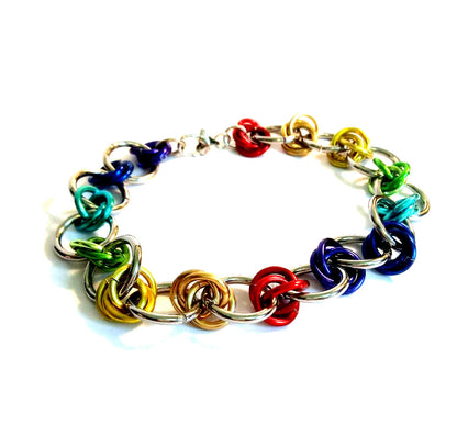 Gay Pride Rainbow Chainmail Bracelet
