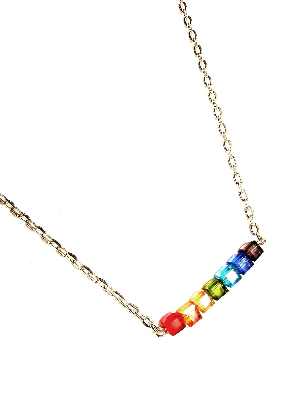 Gay Pride Rainbow Cubes Bar Necklace