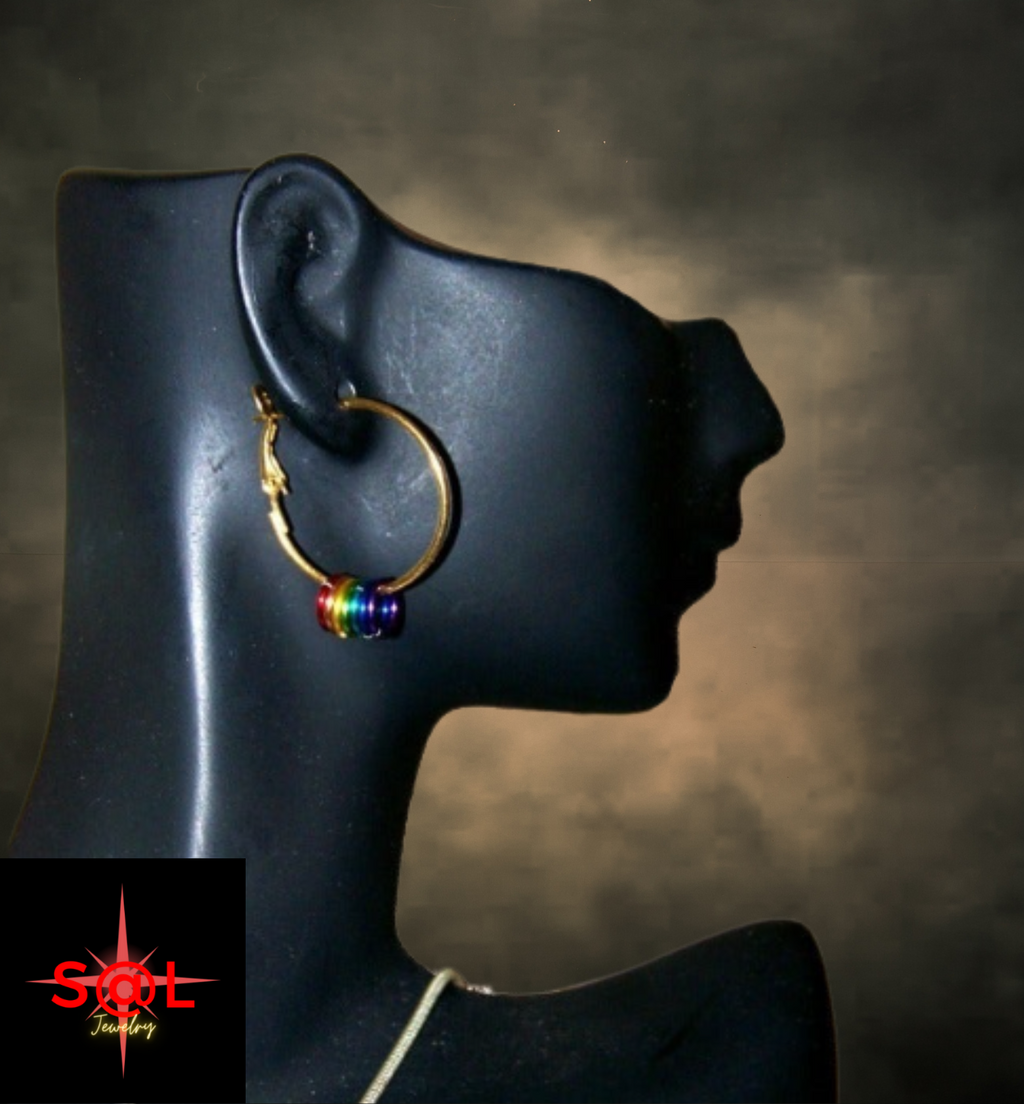 Gay Lesbian Pride Rainbow Hoop Earrings