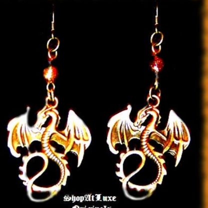 Gothic Antique Bronze Dragon Earrings