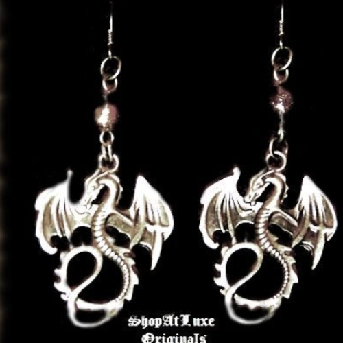 Gothic Antique Bronze Dragon Earrings