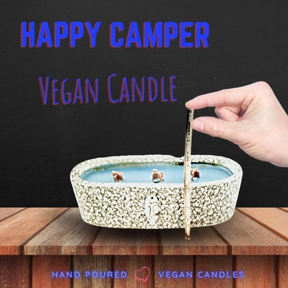 HAPPY CAMPER CANDLE - Oval Stone Vessel