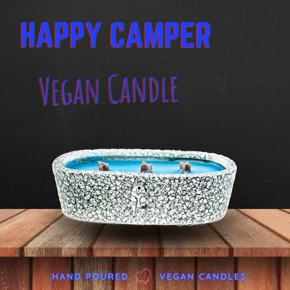 HAPPY CAMPER CANDLE - Oval Stone Vessel