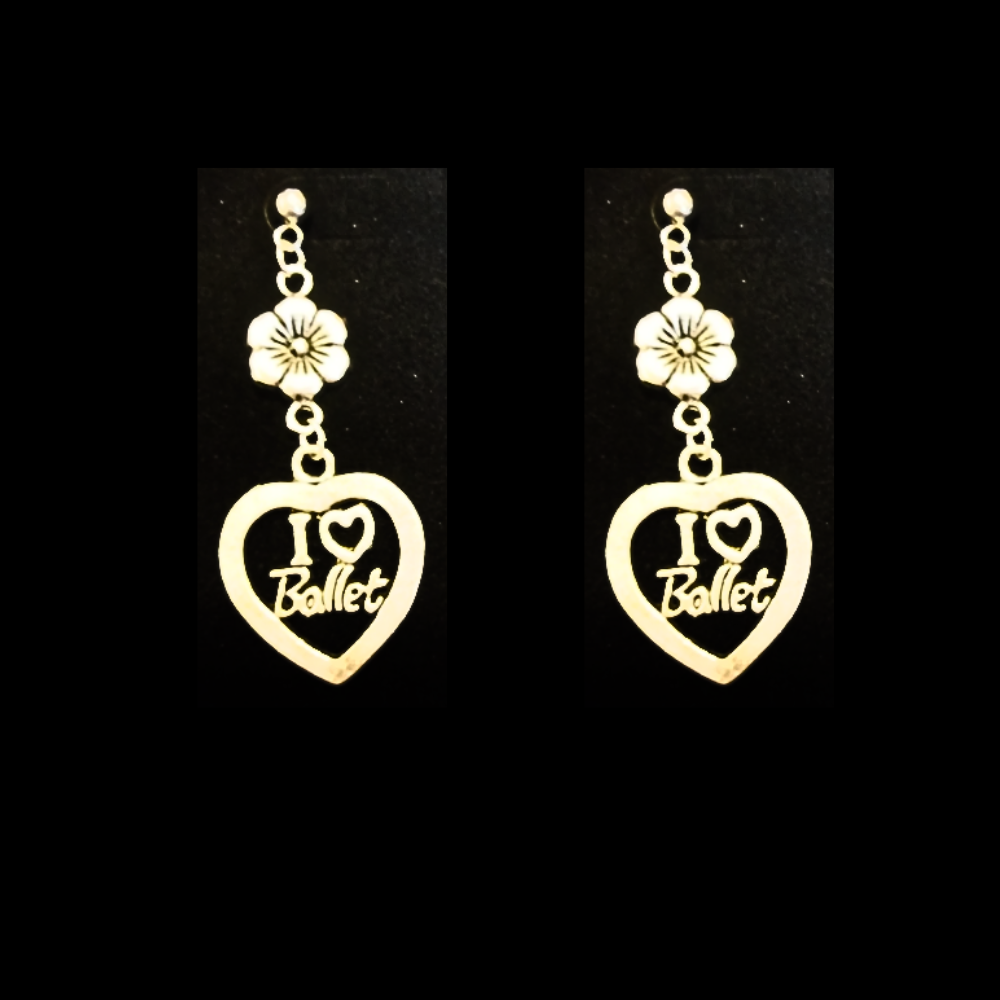 I Love Ballet Heart Earrings