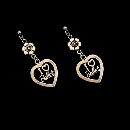 I Love Ballet Heart Earrings