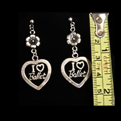 I Love Ballet Heart Earrings