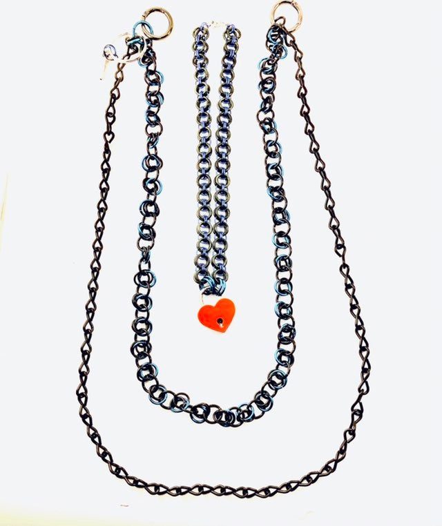 Leather Pride Day Collar And Partner Belt Chain With Key