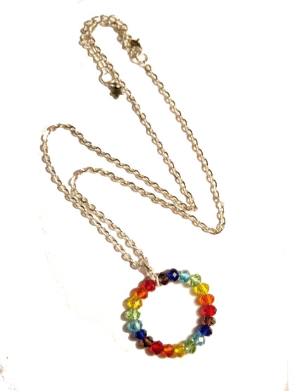 Lesbian Pride Crystal Circle Necklace