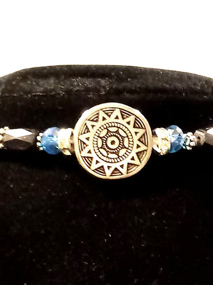 Magnetic Hematite Aztec Sun Bracelet