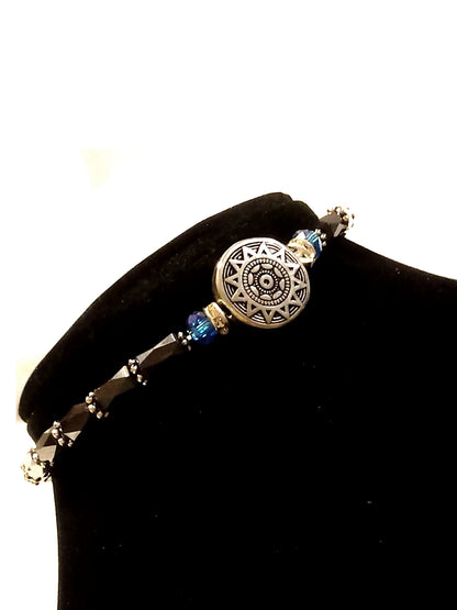 Magnetic Hematite Aztec Sun Bracelet