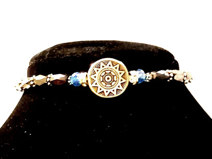 Magnetic Hematite Aztec Sun Bracelet