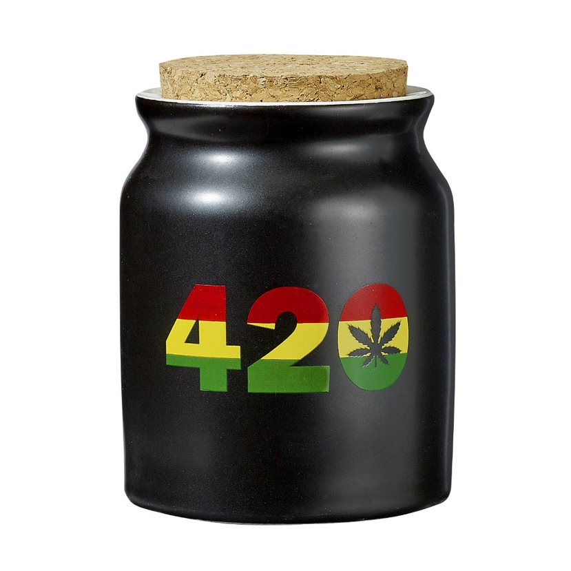 420 Rasta Leaf Stash Jar