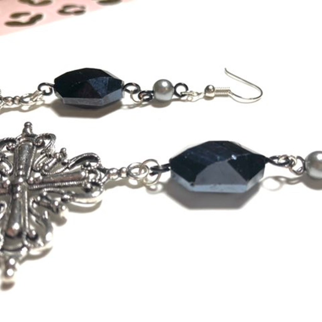 Minimalist Steel Cross Earrings