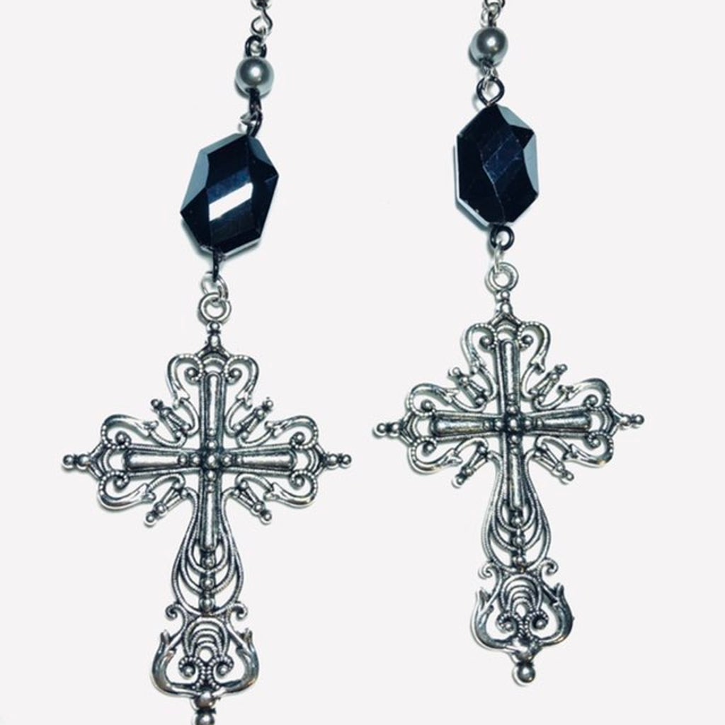 Minimalist Steel Cross Earrings