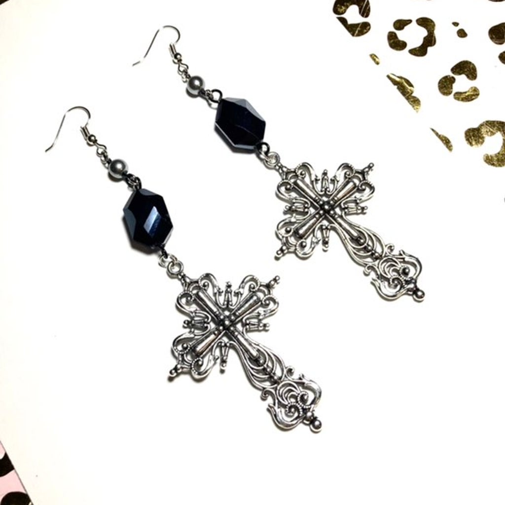 Minimalist Steel Cross Earrings