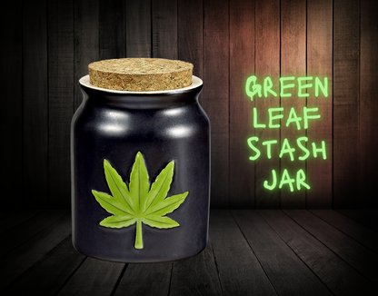Green Leaf Stash Jar