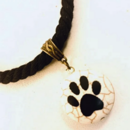 Paw Print Stone Twisted Textile Bracelet