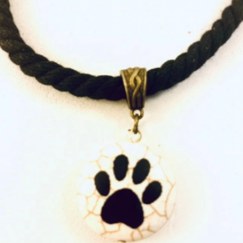 Paw Print Stone Twisted Textile Bracelet