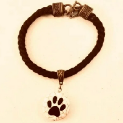 Paw Print Stone Twisted Textile Bracelet