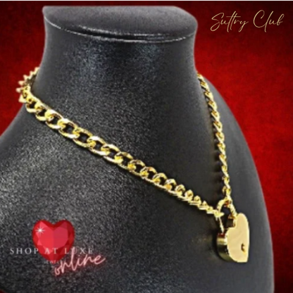 Heart Padlock And Key Discreet Choker