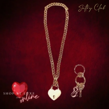 Heart Padlock And Key Discreet Choker