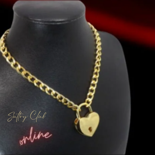 Heart Padlock And Key Discreet Choker