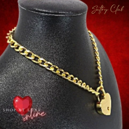 Heart Padlock And Key Discreet Choker