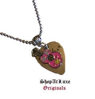 Hippie Ukulele Guitar Pick Necklace