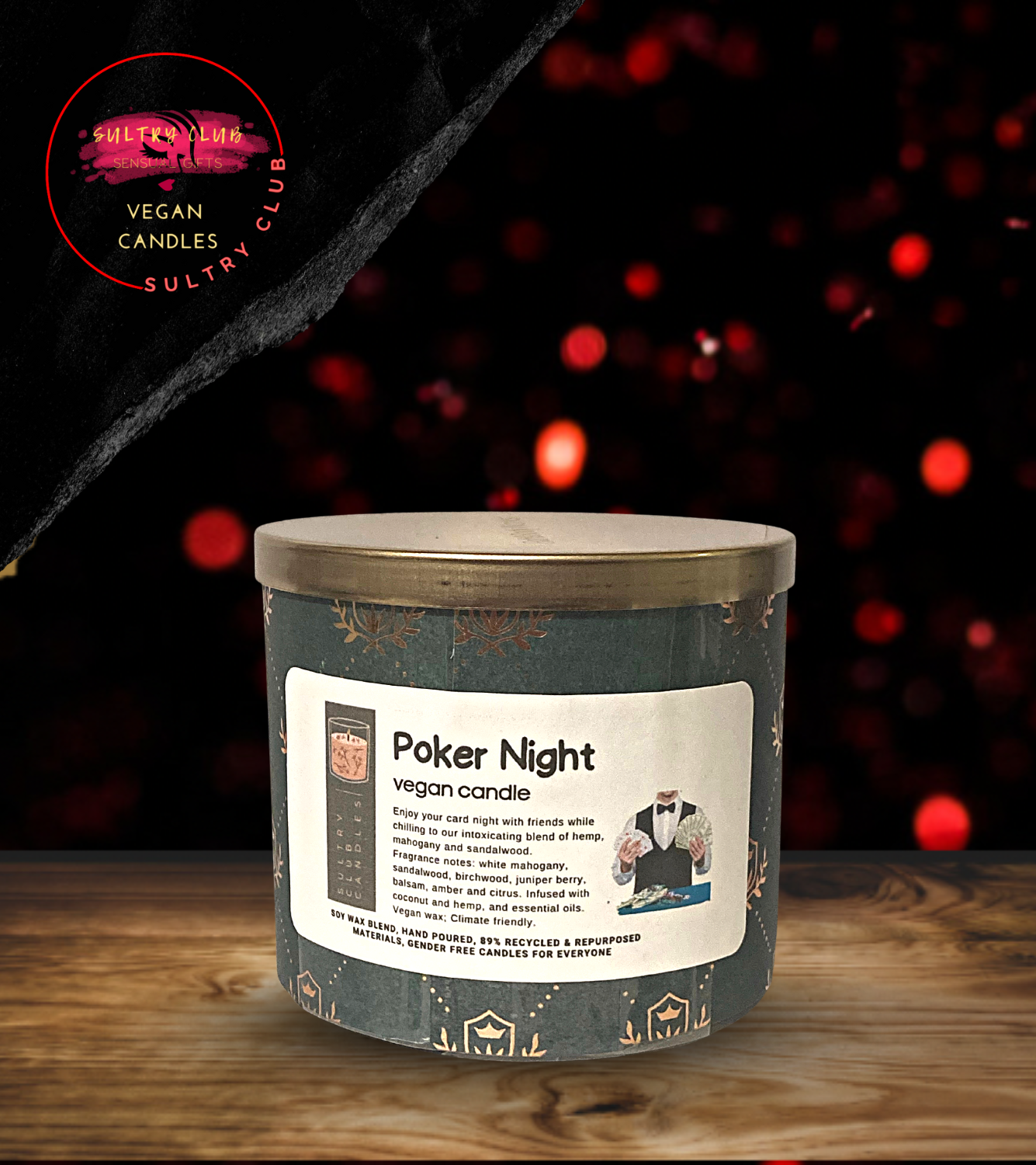 Poker Night 3 Wick Candle by Sultry Club