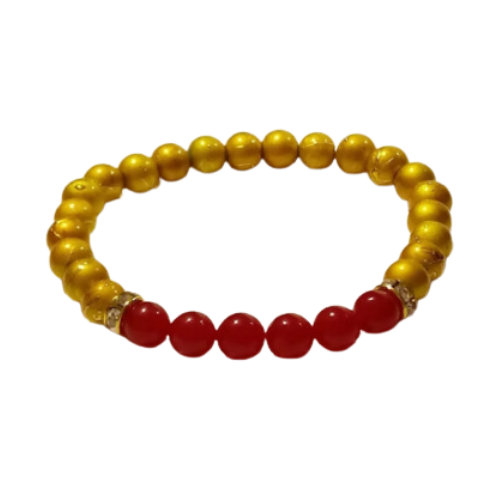 Red Jade And Gold Hematite Bracelet