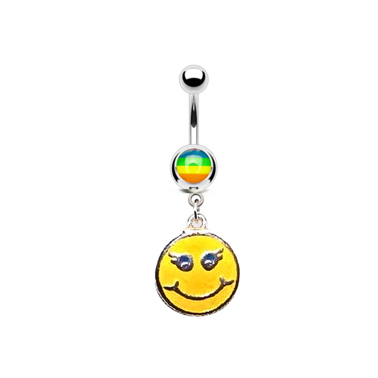 Retro Smiley Face Belly Ring