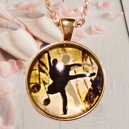 Romantic Ballet Dancer Cabochon Rose Gold Necklace