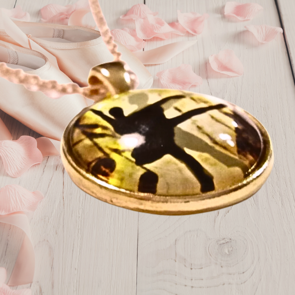 Romantic Ballet Dancer Cabochon Rose Gold Necklace
