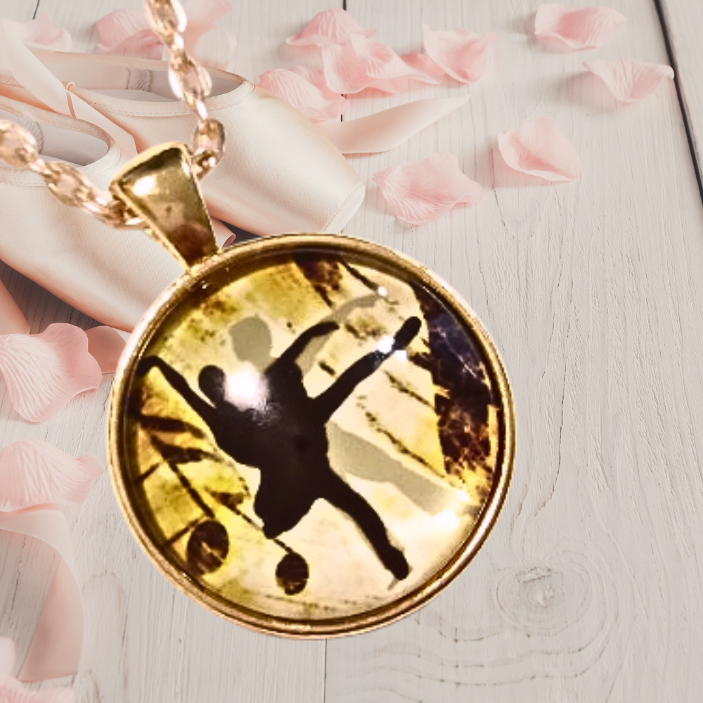 Romantic Ballet Dancer Cabochon Rose Gold Necklace