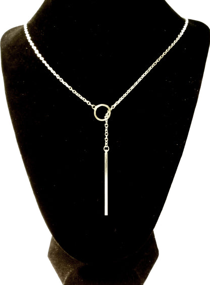 Silver Bar Discreet Day Lariat Necklace