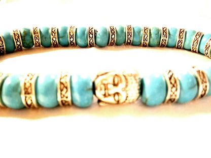 Silver And Turquoise Buddha Bracelet