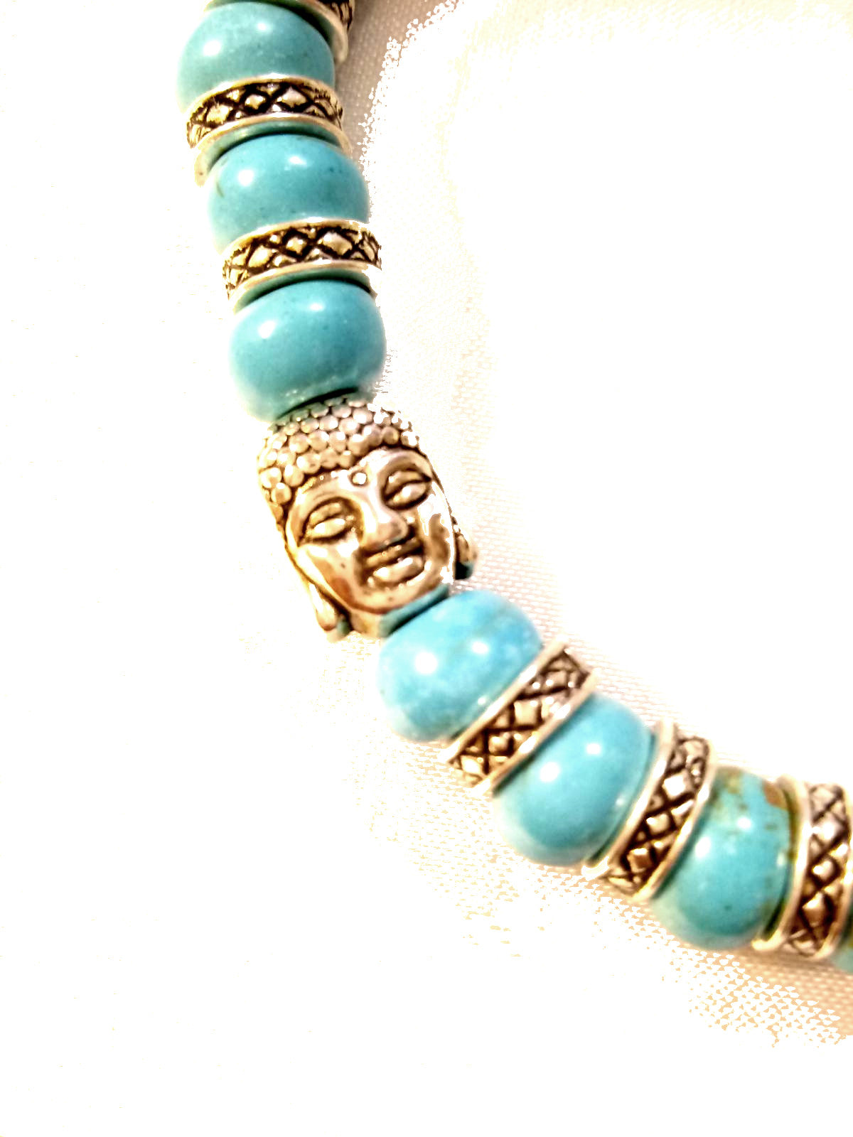 Silver And Turquoise Buddha Bracelet