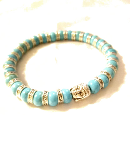 Silver And Turquoise Buddha Bracelet