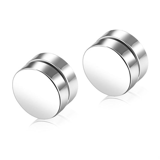 Stainless Steel Magnetic Disc Earrings