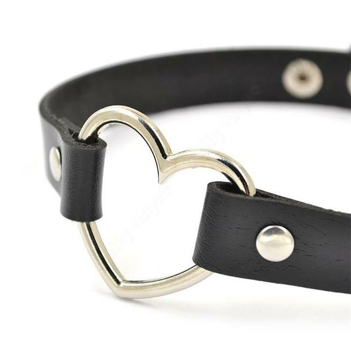 Steel Heart Daytime Black Leather Choker